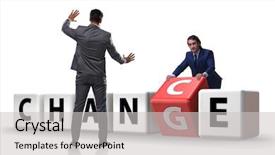  Presentation with change - Beautiful slides featuring transformational leadership - businessman in change and chance backdrop and a light gray colored foreground