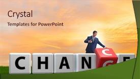  Presentation with leadership change - Slide deck enhanced with transformational leadership - businessman taking chance for change background and a lemonade colored foreground