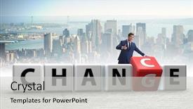  Presentation with leadership change - Amazing presentation design having transformational leadership - businessman taking chance for change backdrop and a light gray colored foreground