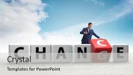  Presentation with leadership change - Audience pleasing theme consisting of transformational leadership - businessman taking chance for change backdrop and a light gray colored foreground