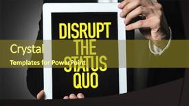  Presentation with leadership - Beautiful presentation theme featuring transformational leadership - disrupt the status quo backdrop and a tawny brown colored foreground