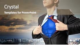  Presentation with hero - Amazing presentation having transformational leadership - he is hero backdrop and a coral colored foreground