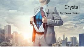  Presentation with corporation - PPT theme featuring transformational leadership - he is hero background and a light gray colored foreground