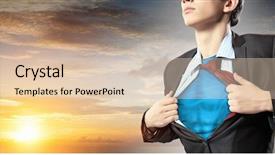  Presentation with hero - Cool new PPT theme with transformational leadership - he is hero backdrop and a lemonade colored foreground