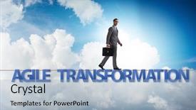  Presentation with transformation - Beautiful presentation theme featuring transformative - agile transformation concept with businessman backdrop and a light blue colored foreground