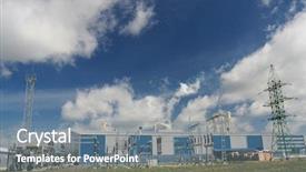  Presentation with power industry - Presentation enhanced with transformer protection - power station for industry background and a seafoam green colored foreground