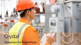  Presentation with electrical protection - Amazing slide deck having transformer protection - side view of electrical engineer backdrop and a yellow colored foreground