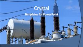  Presentation with electric distribution substation - PPT theme having transformers at the electrical substation background and a teal colored foreground