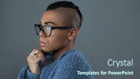  Presentation with transgender - Colorful PPT layouts enhanced with transgender-woman-wearing-eyeglasses-over backdrop and a ocean colored foreground