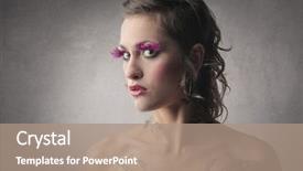  Presentation with woman stuck in ladder - Theme having transgression - attractive woman's portrait background and a  colored foreground