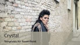  Presentation with smoking weed - Audience pleasing PPT layouts consisting of transgression - portrait of smoking transgressive woman backdrop and a  colored foreground