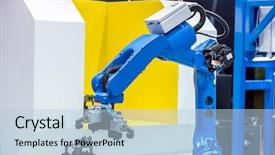  Presentation with transistor - Audience pleasing PPT layouts consisting of transistor - controler of robotic hand backdrop and a light blue colored foreground