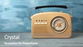  Presentation with retro radio - Amazing theme having transistor - retro radio on color background backdrop and a gray colored foreground