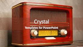  Presentation with transistor - Beautiful slides featuring transistor - retro radio on color background backdrop and a tawny brown colored foreground