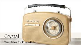  Presentation with transistor - PPT theme consisting of transistor - retro radio on table background and a soft green colored foreground