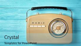  Presentation with retro radio - Colorful PPT layouts enhanced with transistor - retro radio on wooden background backdrop and a light blue colored foreground
