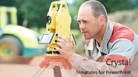  Presentation with transit road - Audience pleasing PPT theme consisting of transit equipment at road construction backdrop and a coral colored foreground