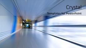  Presentation with movement - Audience pleasing presentation theme consisting of transit time - abstract airport interior blurred expressing backdrop and a teal colored foreground