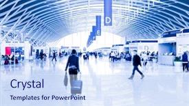  Presentation with shanghai - Audience pleasing presentation theme consisting of transit time - passenger in the shanghai airport backdrop and a  colored foreground