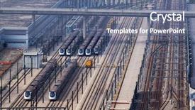  Presentation with hong kong - Presentation design featuring transit time - railway station in hong kong background and a ocean colored foreground