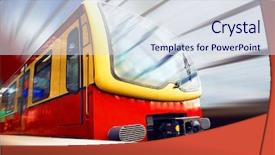  Presentation with train railway - Cool new PPT theme with transit time - train on railway station backdrop and a  colored foreground
