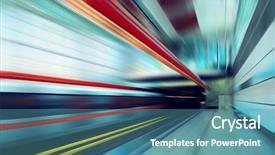  Presentation with train railway - Beautiful presentation featuring transit time - train on speed in railway backdrop and a teal colored foreground