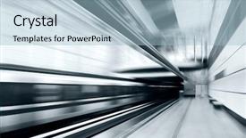  Presentation with train railway - Cool new presentation theme with transit time - train on speed in railway backdrop and a light blue colored foreground