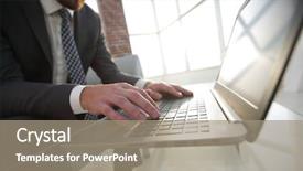  Presentation with successful - Slide set with translate article - portrait of successful businessman working background and a coral colored foreground