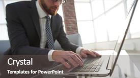  Presentation with successful - Colorful presentation design enhanced with translate article - portrait of successful businessman working backdrop and a  colored foreground