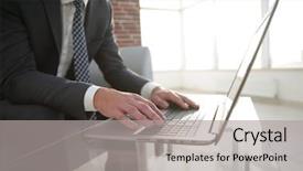  Presentation with successful - Colorful theme enhanced with translate article - portrait of successful businessman working backdrop and a  colored foreground