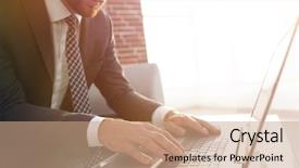  Presentation with successful - Slide set consisting of translate article - portrait of successful businessman working background and a coral colored foreground