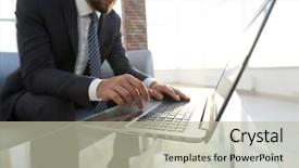  Presentation with successful - Cool new theme with translate article - portrait of successful businessman working backdrop and a  colored foreground