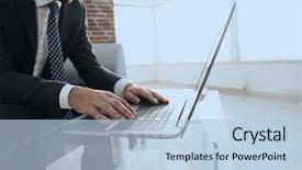  Presentation with successful - Slides consisting of translate article - portrait of successful businessman working background and a light blue colored foreground