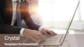  Presentation with article - Cool new PPT theme with translate article - portrait of successful businessman working backdrop and a violet colored foreground