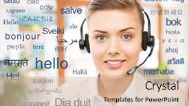  Presentation with translation - Colorful PPT theme enhanced with translation business and technology concept backdrop and a lemonade colored foreground