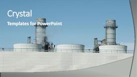  Presentation with electric pole electrical power poles - Audience pleasing slides consisting of transmission nuclear - electrical power station backdrop and a teal colored foreground