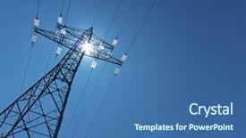  Presentation with nuclear - Audience pleasing theme consisting of transmission nuclear - electricity pylon with sun backdrop and a ocean colored foreground