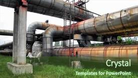  Presentation with power plant - Presentation theme having transmission nuclear - pipes and tubes background and a tawny brown colored foreground