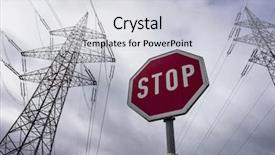  Presentation with power transmission line - Cool new PPT layouts with transmission nuclear - power line and stop sign backdrop and a light gray colored foreground