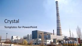  Presentation with power plant - Presentation theme enhanced with transmission nuclear - power plant kiev ukraine background and a  colored foreground