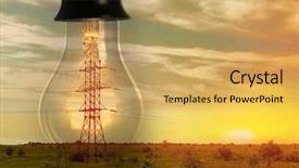  Presentation with electrical tower - Slide deck featuring transmission tower inside huge light background and a yellow colored foreground
