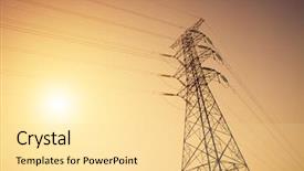  Presentation with electricity - Colorful PPT theme enhanced with transmission towers - electricity pylons backdrop and a blonde colored foreground