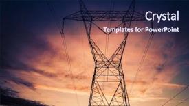  Presentation with power supply - Theme featuring transmission towers - power electricity supply infrastructure background and a navy blue colored foreground