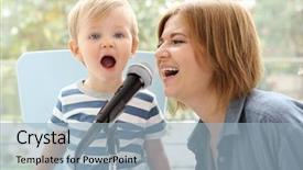  Presentation with cute baby - Amazing presentation design having transmitter - cute baby with mother backdrop and a light blue colored foreground