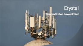  Presentation with signal - Presentation design enhanced with transmitter - signal transmittes on a building background and a gray colored foreground