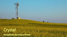  Presentation with telecom tower - Beautiful PPT theme featuring transmitter tower above a blooming backdrop and a tawny brown colored foreground