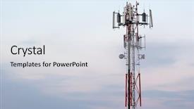  Presentation with tower - Slide set consisting of transmitter tower against bright sky background and a light gray colored foreground