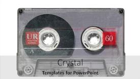  Presentation with audio tape - Cool new slide deck with transparent-audio-cassette-tape-isolated backdrop and a light gray colored foreground