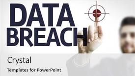  Presentation with data breach - Colorful slide deck enhanced with transparent board with text data backdrop and a white colored foreground