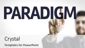  Presentation with 3d man business leader - Colorful presentation theme enhanced with transparent board with text paradigm backdrop and a white colored foreground